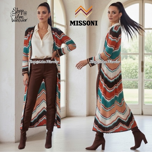 Missoni RARE crochet zigzag chevron long duster cardigan *shop@iamwarrior - Picture 1 of 16
